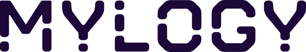 El texto en negrita y estilizado de color morado que deletrea "MYLOGY" sobre un fondo transparente evoca la precisión que a menudo se encuentra en Medicina Genética en el Centro Médico de Neurociencias.